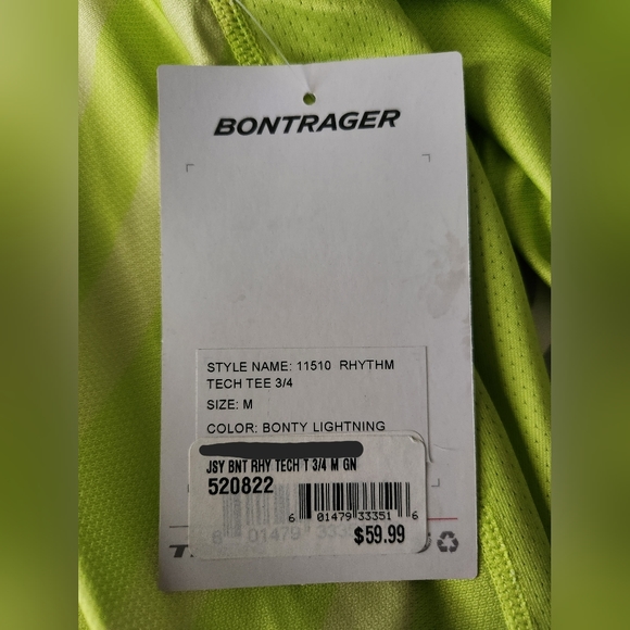 Bontrager Men's Mountain Bike Mtb Jersey Medium Hi-viz Rhythm Tech 3/4 Tee - Picture 4 of 8
